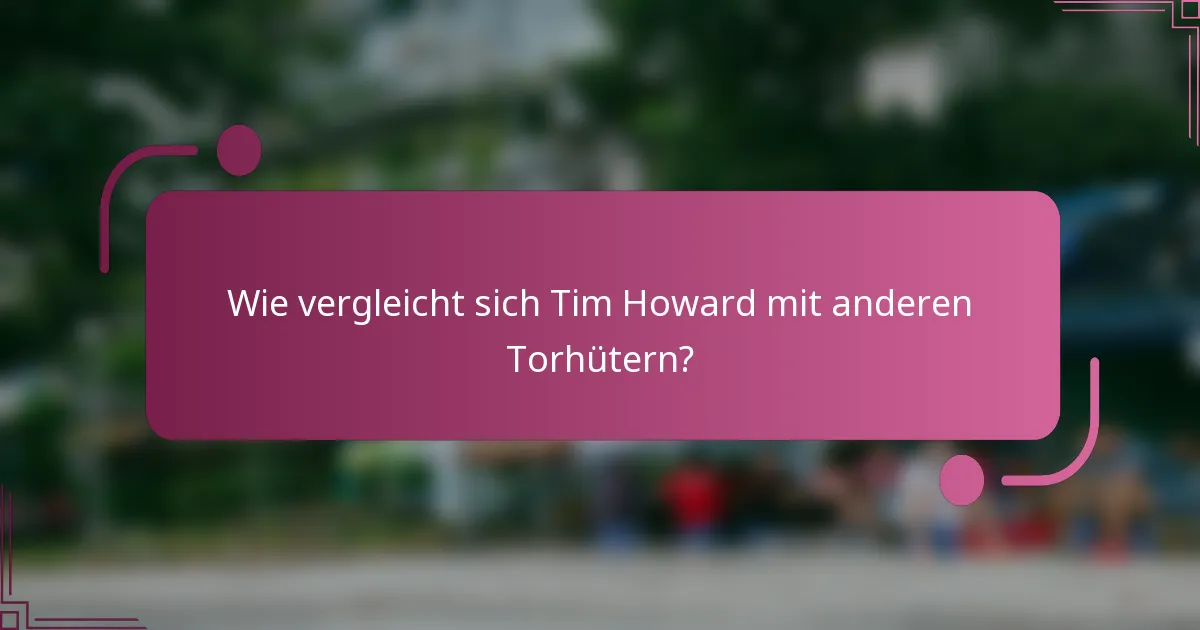 Wie vergleicht sich Tim Howard mit anderen Torhütern?